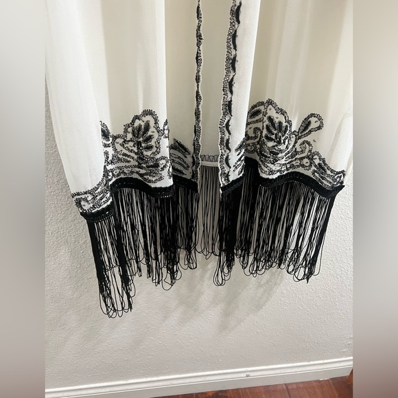 Twinset luxury Kaftano kimono/ top with fringes sequins - Picture 8 of 11